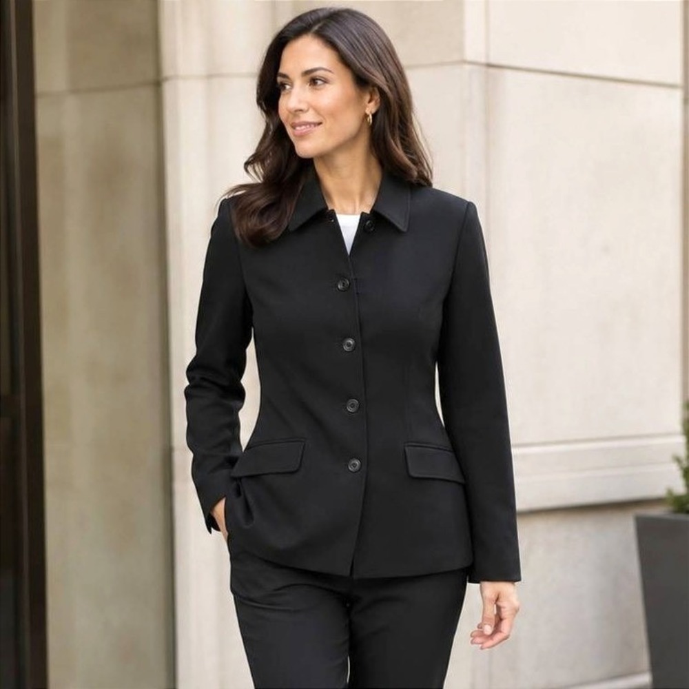 J.Crew Black Tailored Jacket Womens 6 Career Workwear Button Front Lined